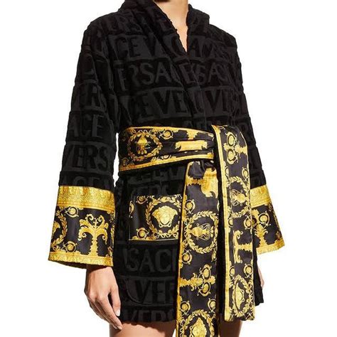 versace robe black|versace black and gold robe.